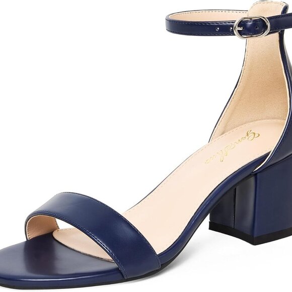 Women's Low Kitten Heel Sandals Strappy Open Square Toe Dress Heels Women's Low Kitten Heel Sandals Strappy Open Square Toe Dress Heels